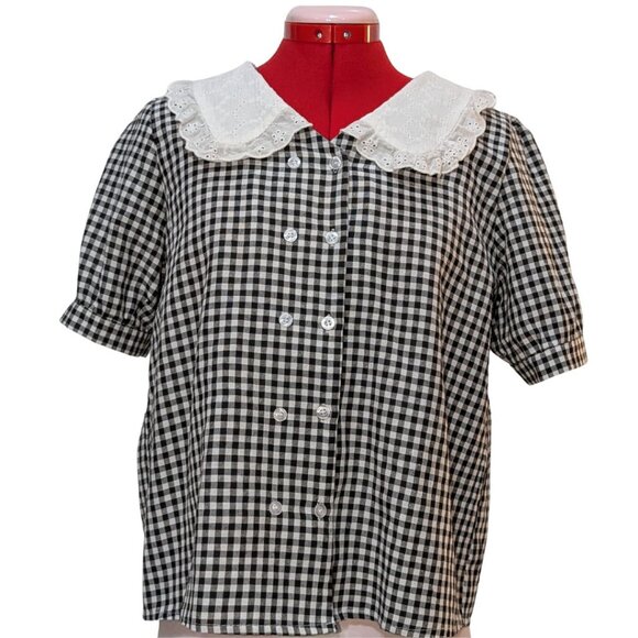 Tops - Black & White Checkered Blouse